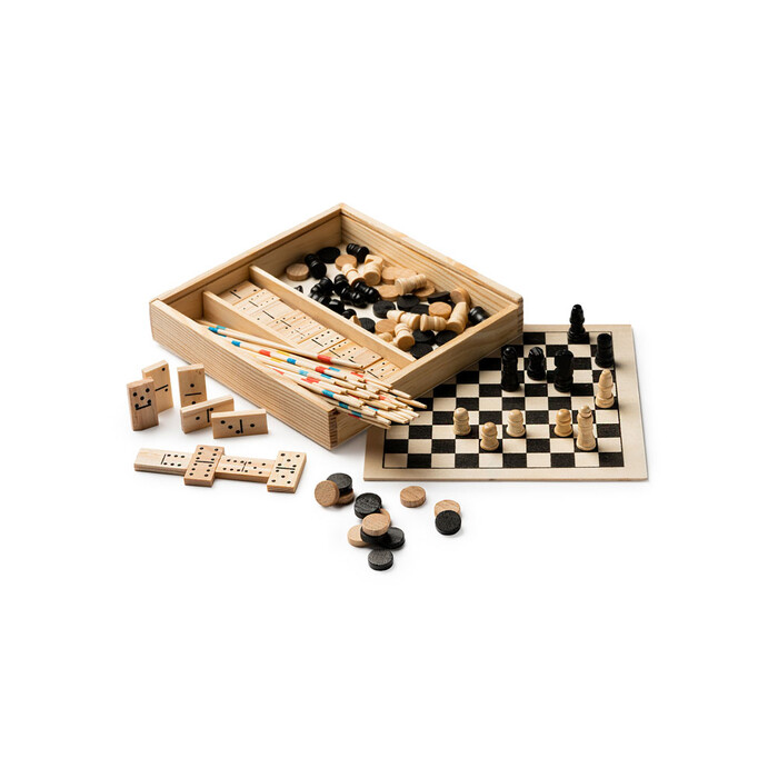 Набор GALVY из 4 игр: микадо, шахматы, шашки и домино (Р) натуральный, черный OA-JU1014S129p фото 1
